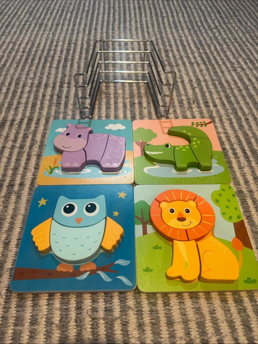 Fat Brain Toys My First Easy Grasp Puzzle Set of Four: Animals and Stand